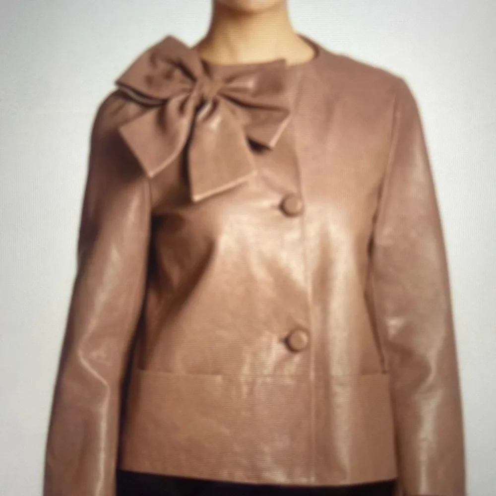 Kate Spade Dorothy Tan Blazer with Bow Accent